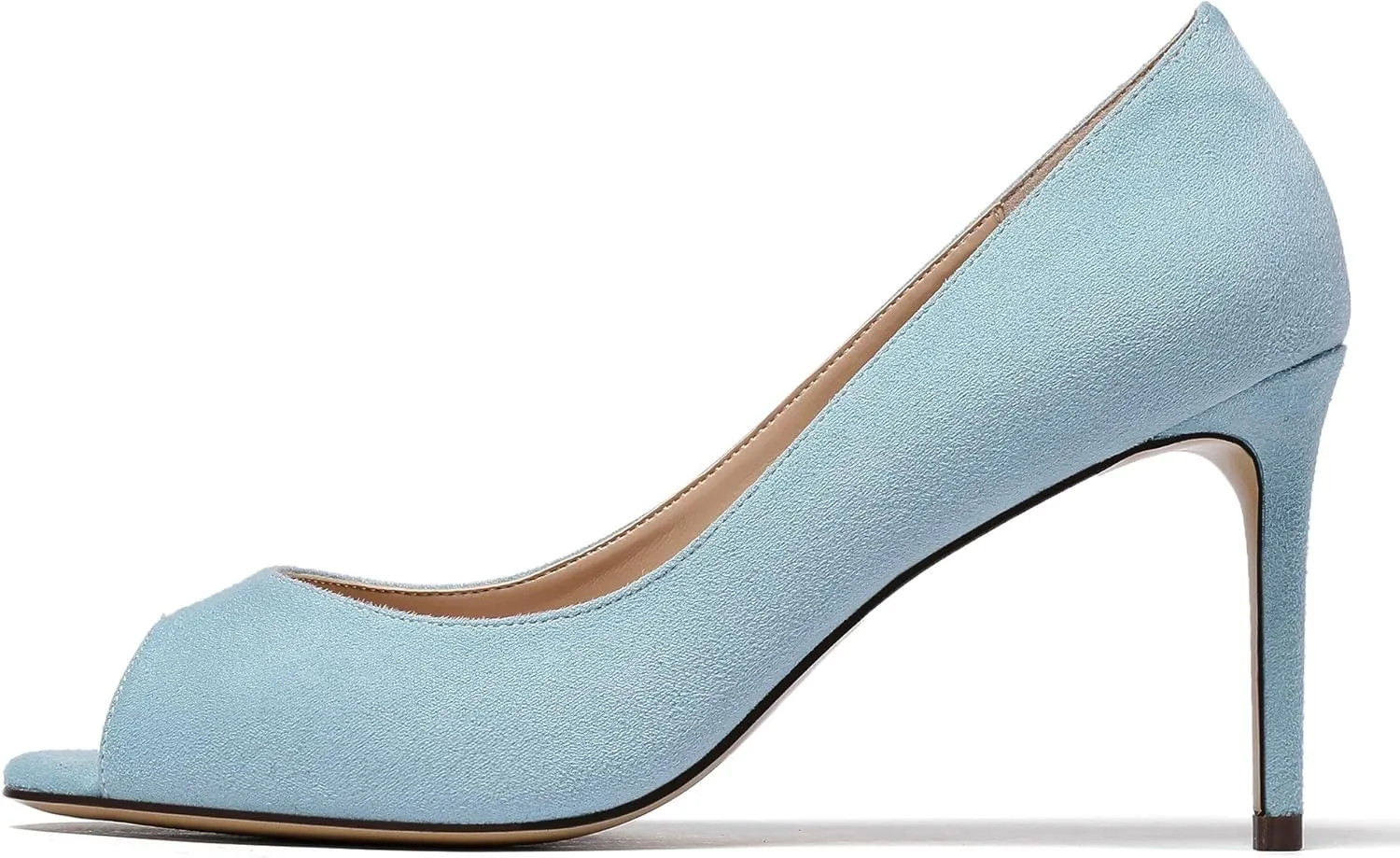 Eldof Women Peep Toe Pumps Mid-Heel Pumps Formal Wedding Bridal Classic Heel Open Toe Stiletto
