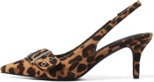 Eteridrey Kitten Heels for Women Pointed Close Toe Elastic Slingback Heel Comfortable Sexy Pumps Party Office Dress Shoes