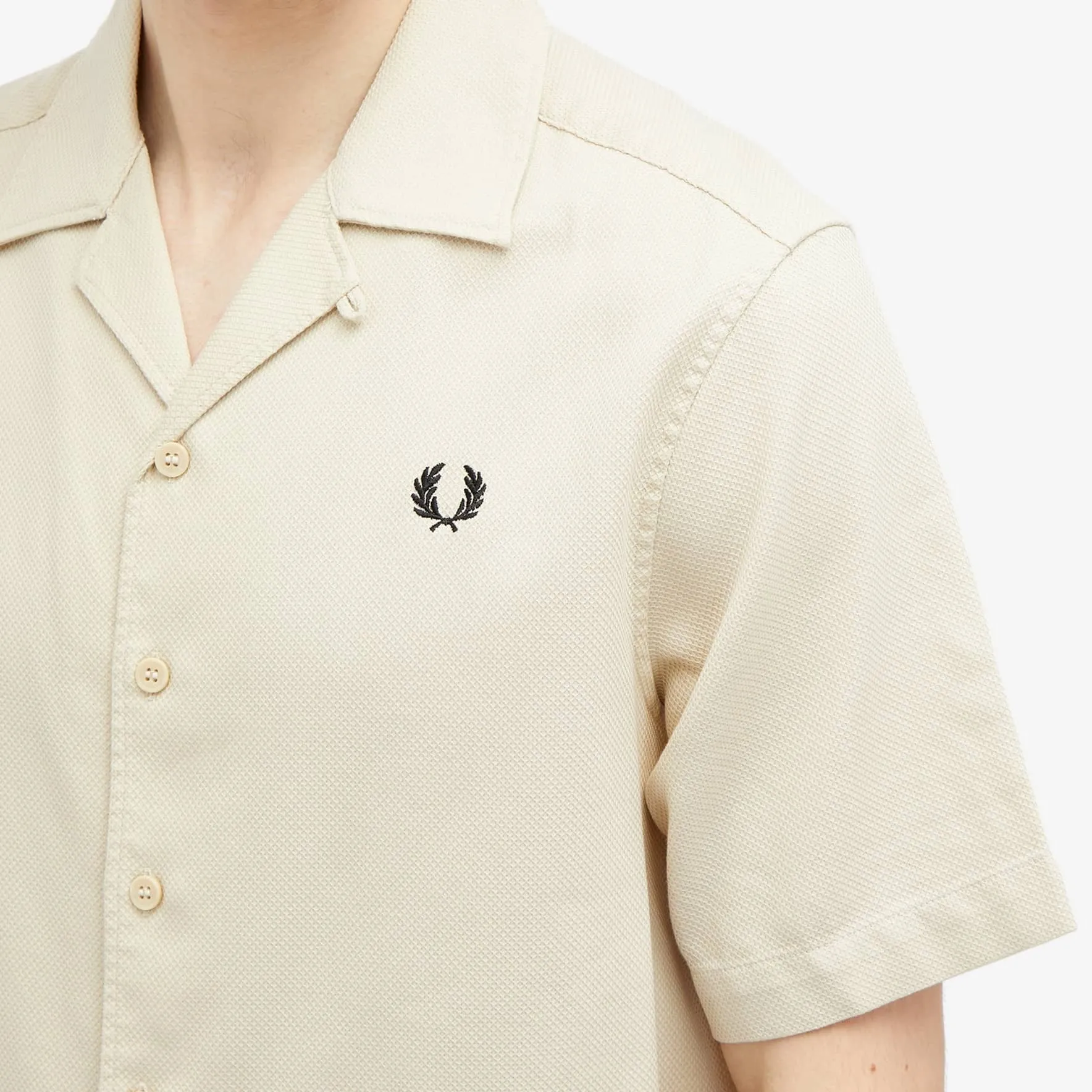 Fred Perry Pique Short Sleeve Vacation Shirt, cream
