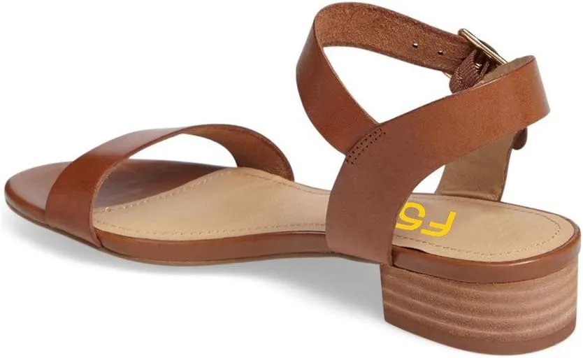 FSJ Women Casual Open Toe Block Low Heel Ankle Strap Sandals Comfort Summer Shoes Size 4-15 US