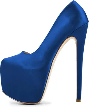 FSJ Women Sexy Round Toe Platform Pumps Stiletto High Heel Slip On Fashion Party Prom Dress Office Formal Shoes Size 4-15 US