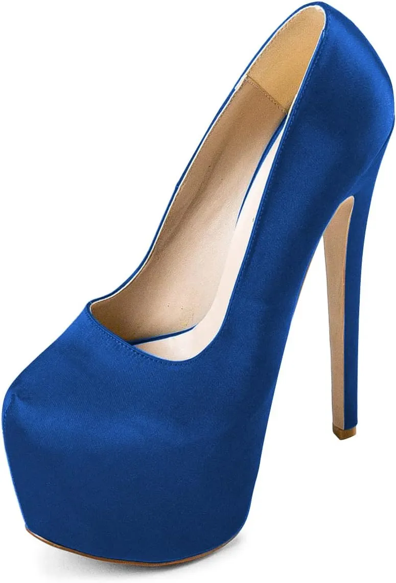FSJ Women Sexy Round Toe Platform Pumps Stiletto High Heel Slip On Fashion Party Prom Dress Office Formal Shoes Size 4-15 US