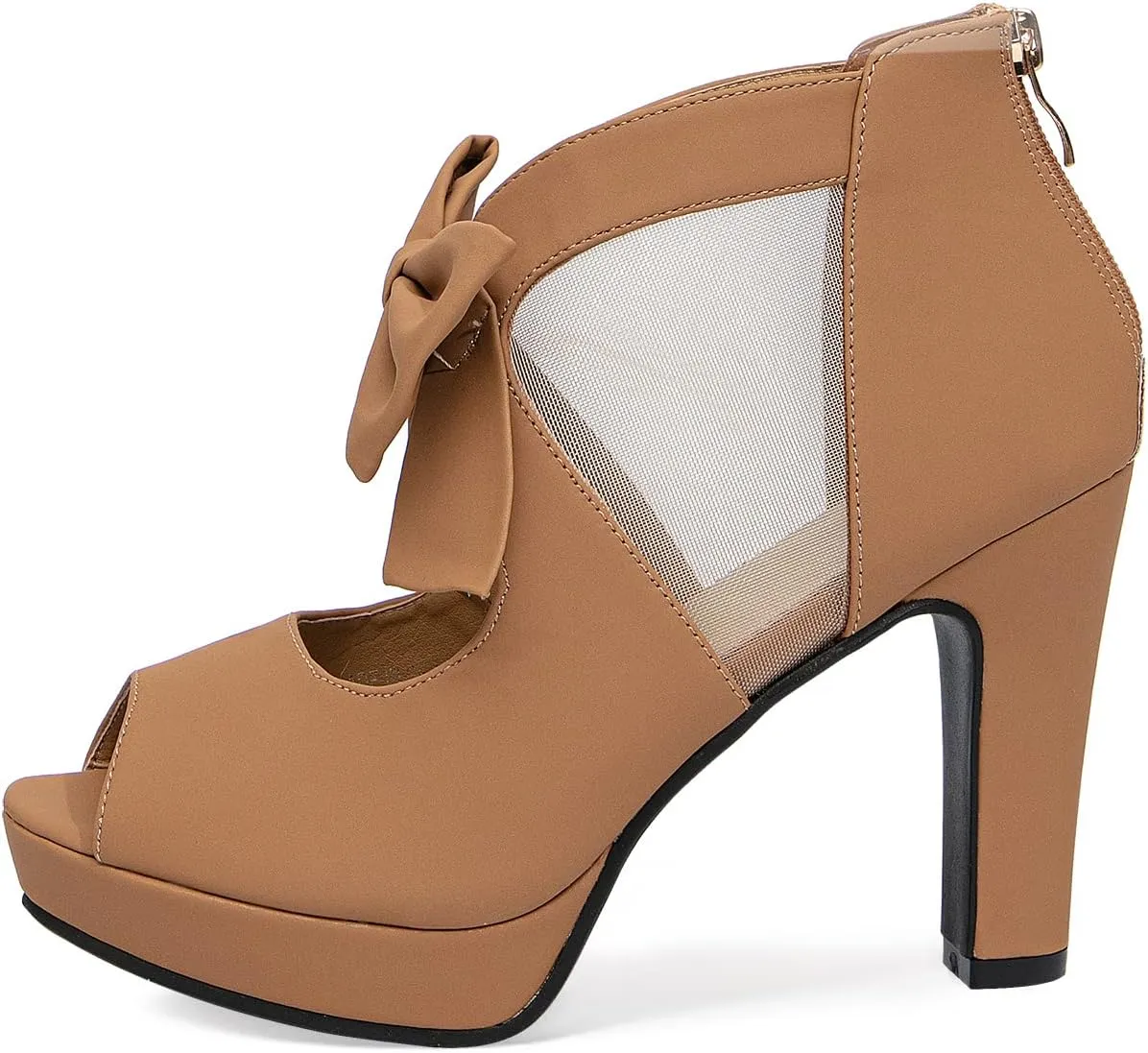 GATUXUS Open Toe Women Platform High Heel Shoes Bows Strappy Sandals