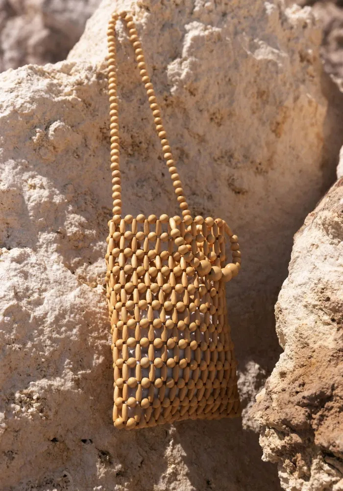 Gia Beaded Tote - Natural