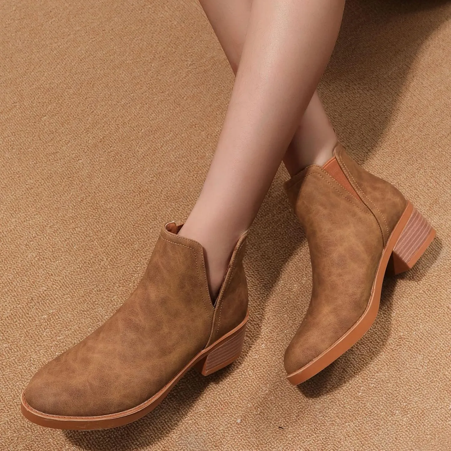 Gibobby Boots for Women Low Heel Arch Support Boots Comfortable Casual Short Ankle Booties Everyday Boots 52