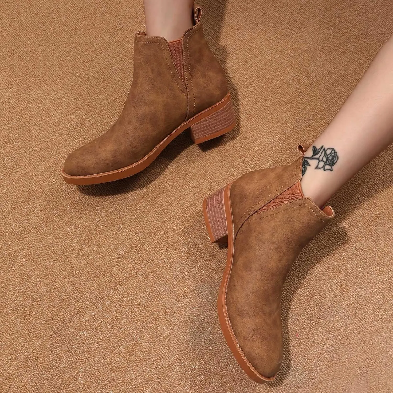 Gibobby Boots for Women Low Heel Arch Support Boots Comfortable Casual Short Ankle Booties Everyday Boots 52