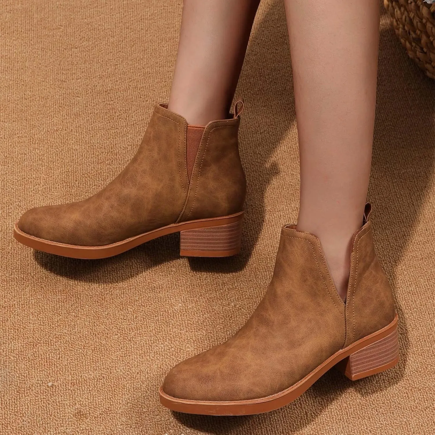 Gibobby Boots for Women Low Heel Arch Support Boots Comfortable Casual Short Ankle Booties Everyday Boots 52