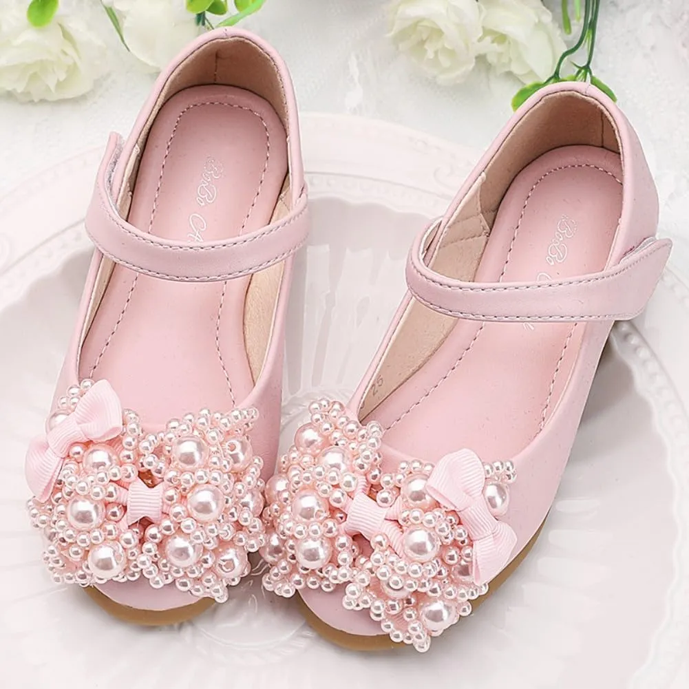 Girls Sparkle Mary Jane Ballerina Flat Glitter Low Heel School Princess Wedding Flower Dress Shoes for Toddler/Little Kid/Big Kid