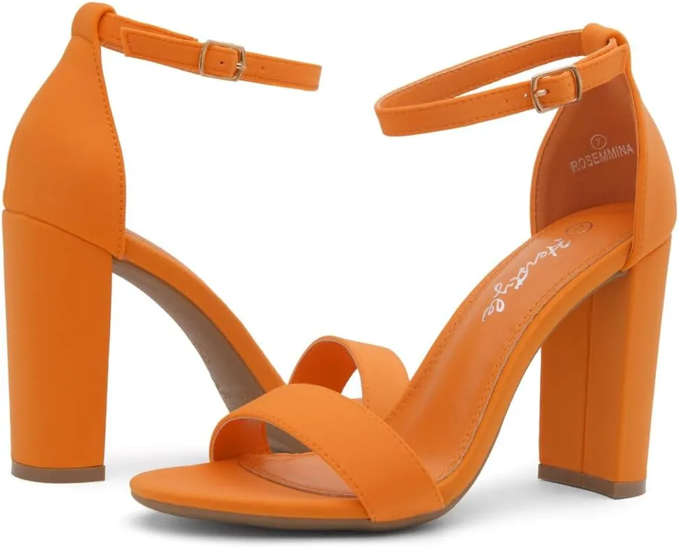 Herstyle Womens Chunky Block Heels  Open Toe Ankle Strap Sandals, 3.75 Inch High Heels for Wedding, Party & Dressy Occasions  Comfortable Strappy Dress Shoes
