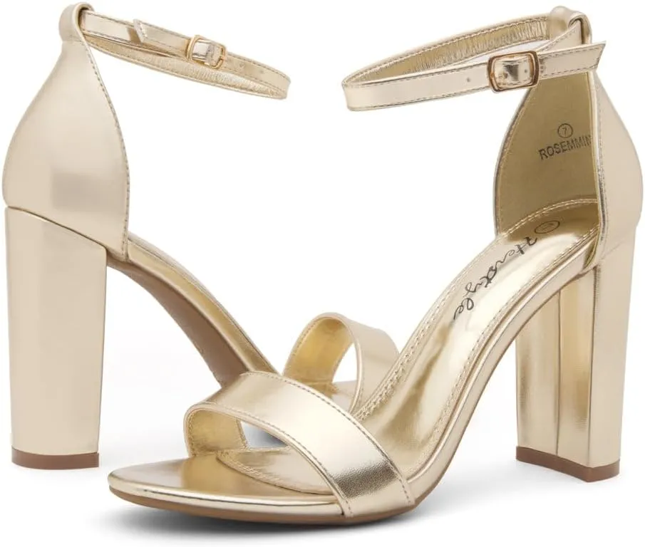 Herstyle Womens Chunky Block Heels  Open Toe Ankle Strap Sandals, 3.75 Inch High Heels for Wedding, Party & Dressy Occasions  Comfortable Strappy Dress Shoes