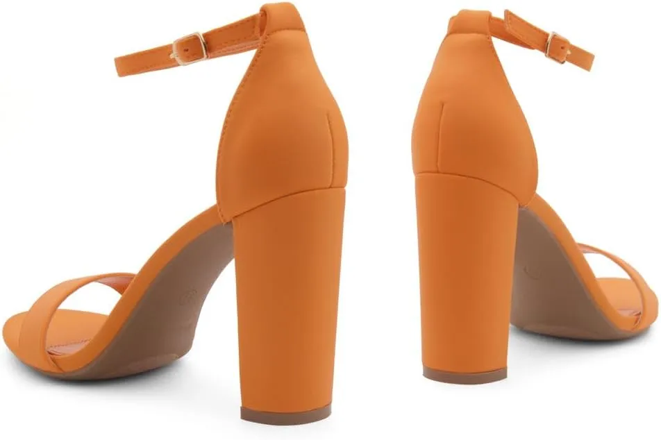Herstyle Womens Chunky Block Heels  Open Toe Ankle Strap Sandals, 3.75 Inch High Heels for Wedding, Party & Dressy Occasions  Comfortable Strappy Dress Shoes