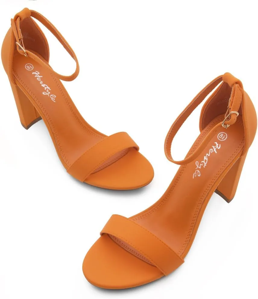 Herstyle Womens Chunky Block Heels  Open Toe Ankle Strap Sandals, 3.75 Inch High Heels for Wedding, Party & Dressy Occasions  Comfortable Strappy Dress Shoes