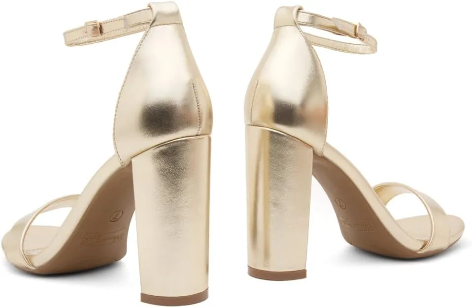 Herstyle Womens Chunky Block Heels  Open Toe Ankle Strap Sandals, 3.75 Inch High Heels for Wedding, Party & Dressy Occasions  Comfortable Strappy Dress Shoes