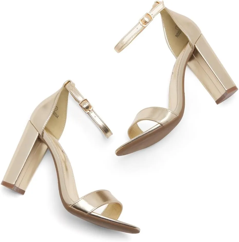 Herstyle Womens Chunky Block Heels  Open Toe Ankle Strap Sandals, 3.75 Inch High Heels for Wedding, Party & Dressy Occasions  Comfortable Strappy Dress Shoes