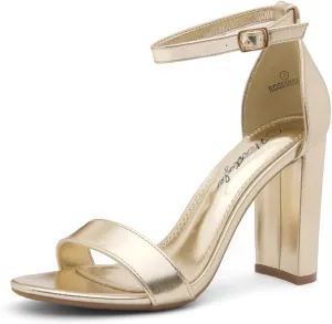 Herstyle Womens Chunky Block Heels  Open Toe Ankle Strap Sandals, 3.75 Inch High Heels for Wedding, Party & Dressy Occasions  Comfortable Strappy Dress Shoes
