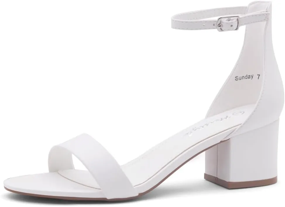 Herstyle Womens Low Heels  Open Toe Chunky Block Heeled Sandals with Ankle Strap | Comfortable Dressy Short Heels for Prom, Wedding, Party & Office