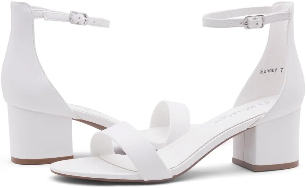Herstyle Womens Low Heels  Open Toe Chunky Block Heeled Sandals with Ankle Strap | Comfortable Dressy Short Heels for Prom, Wedding, Party & Office