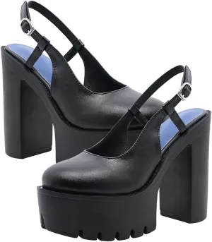 High Heel Plaform Dress Pump Shoes Chunky Heel Sandals for Women Girls