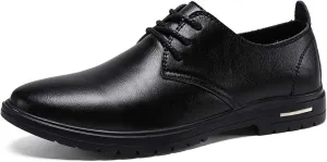 HOOENG Oxford Shoes for Men Lace Up Round Toe Derby Shoes Vegan Leather Block Heel Non Slip Rubber Sole Low Top Anti-Slip Prom (Color : Black, Size : 9)