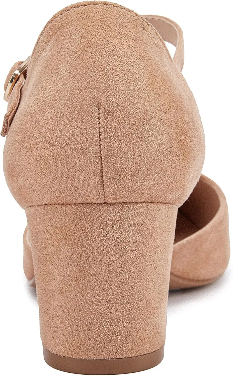 Huiyuzhi Women's T-Strap Pointed Toe Ankle Buckle Chunky Block Heel Pumps