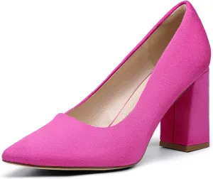 IDIFU IN3 Women's Chunky Block Heels - Pointed Toe Dress Shoes for Women - Dressy Wedding Bride Bridal Prom Work Office Comfortable Thick Heels Pumps Shoes