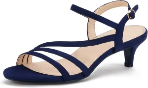 IDIFU Women's Dressy Strappy 2 Inch Low Kitten Heel Open Toe Sandals Dress Shoes for Woman Lady in Bridal Dance Evening