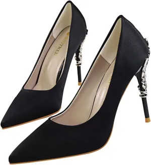 JOEupin Women's Satin Pointed Toe High Heel Dress Pump Shoes for Bridal Evening Party Pumps