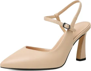 Joseywade Women Slingback High Heel Pumps Stiletto Heeled Sandals Closed Pointed Toe Ankle Strap Dress Shoes