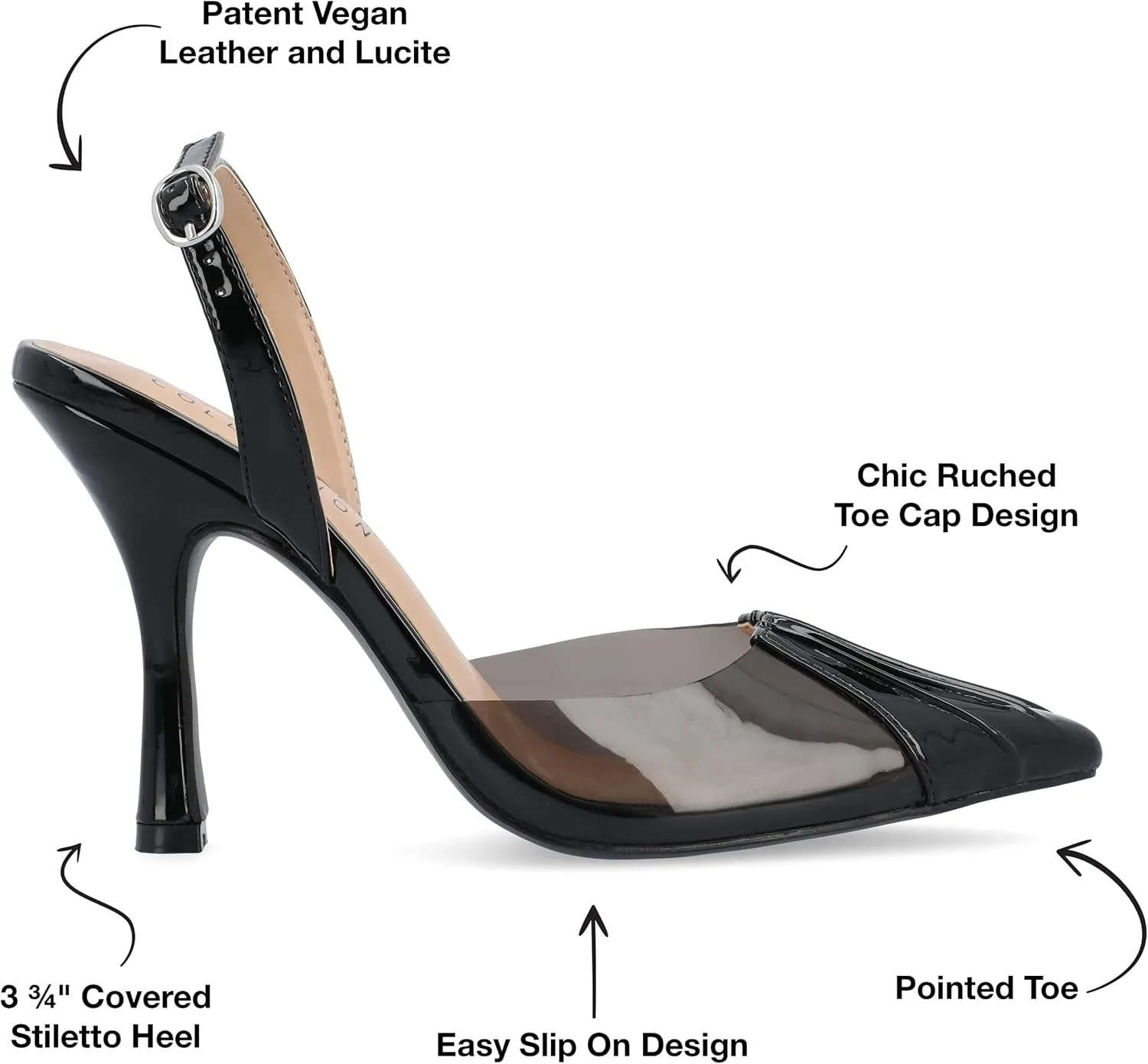 Journee Collection Womens Ivyann Patent Ankle Strap Slingback Heels