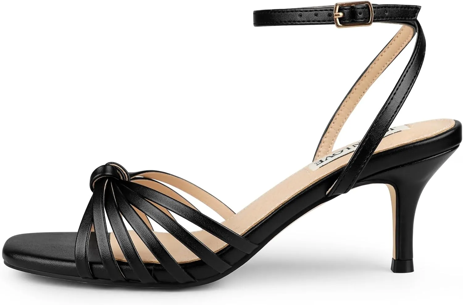 JOY IN LOVE Women's Kitten Low Strappy Heels Ankle Strap Heeled Sandals