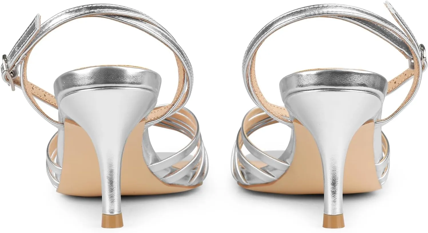 JOY IN LOVE Women's Kitten Low Strappy Heels Ankle Strap Heeled Sandals