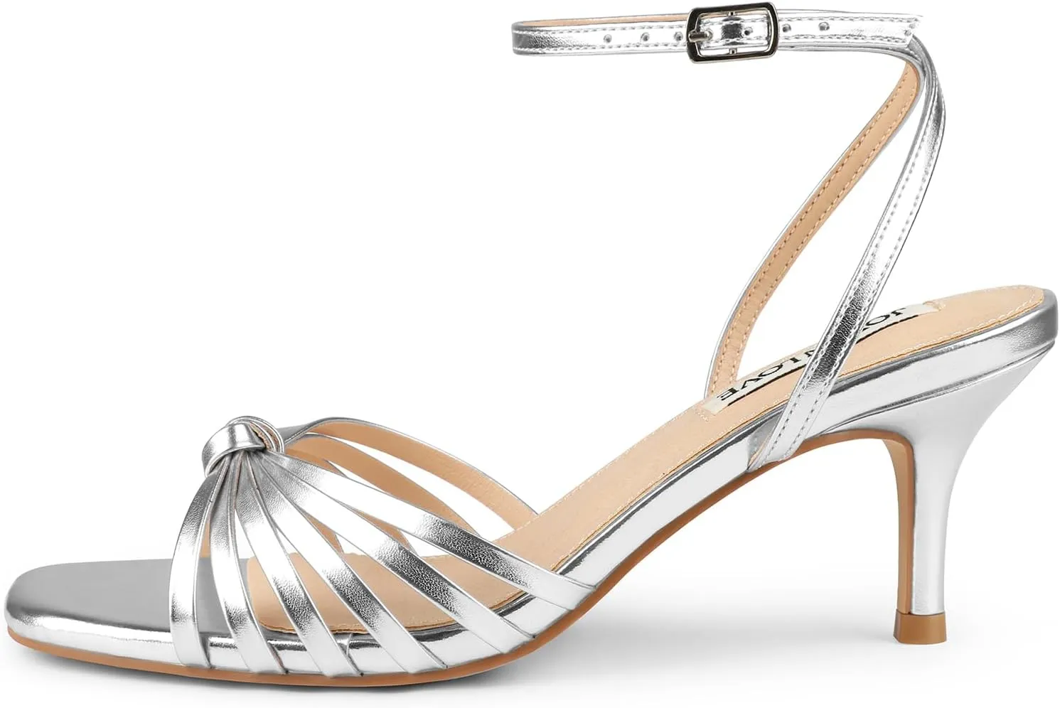 JOY IN LOVE Women's Kitten Low Strappy Heels Ankle Strap Heeled Sandals