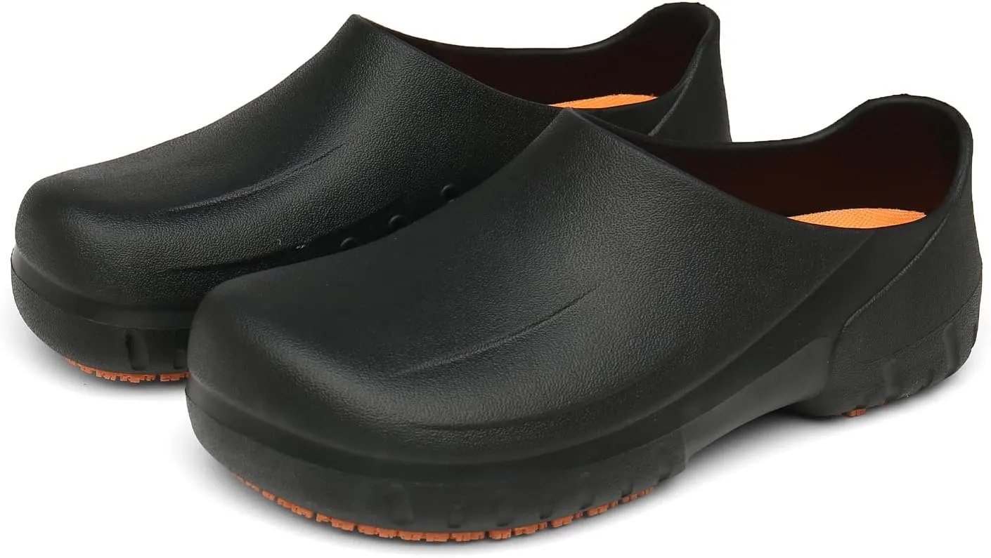 JSWEI Chef Shoes Men - Waterproof & Oil-Proof Non Slip Kitchen Clogs for Men, Nursing, Garden & Outdoor Use
