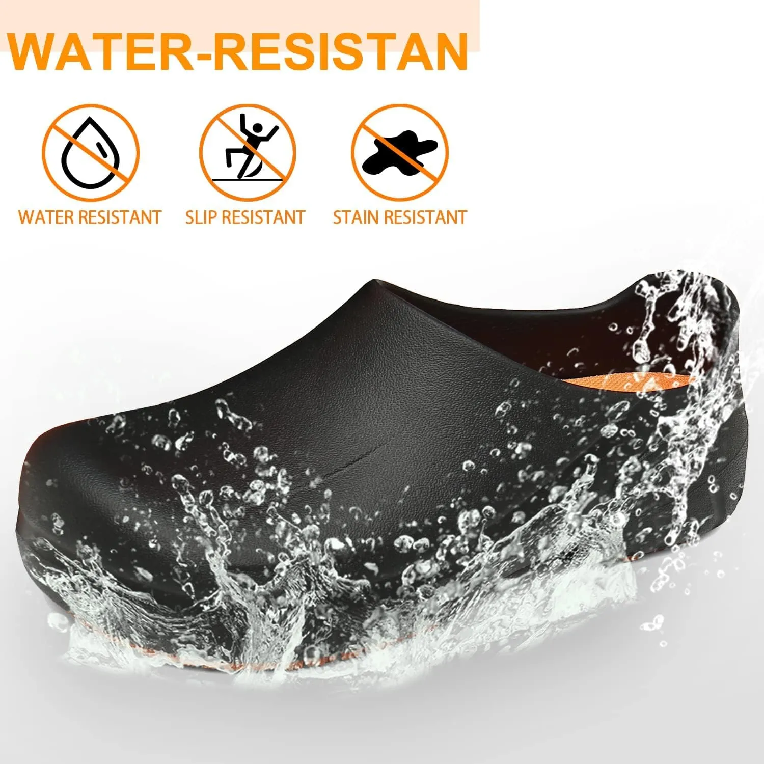 JSWEI Chef Shoes Men - Waterproof & Oil-Proof Non Slip Kitchen Clogs for Men, Nursing, Garden & Outdoor Use