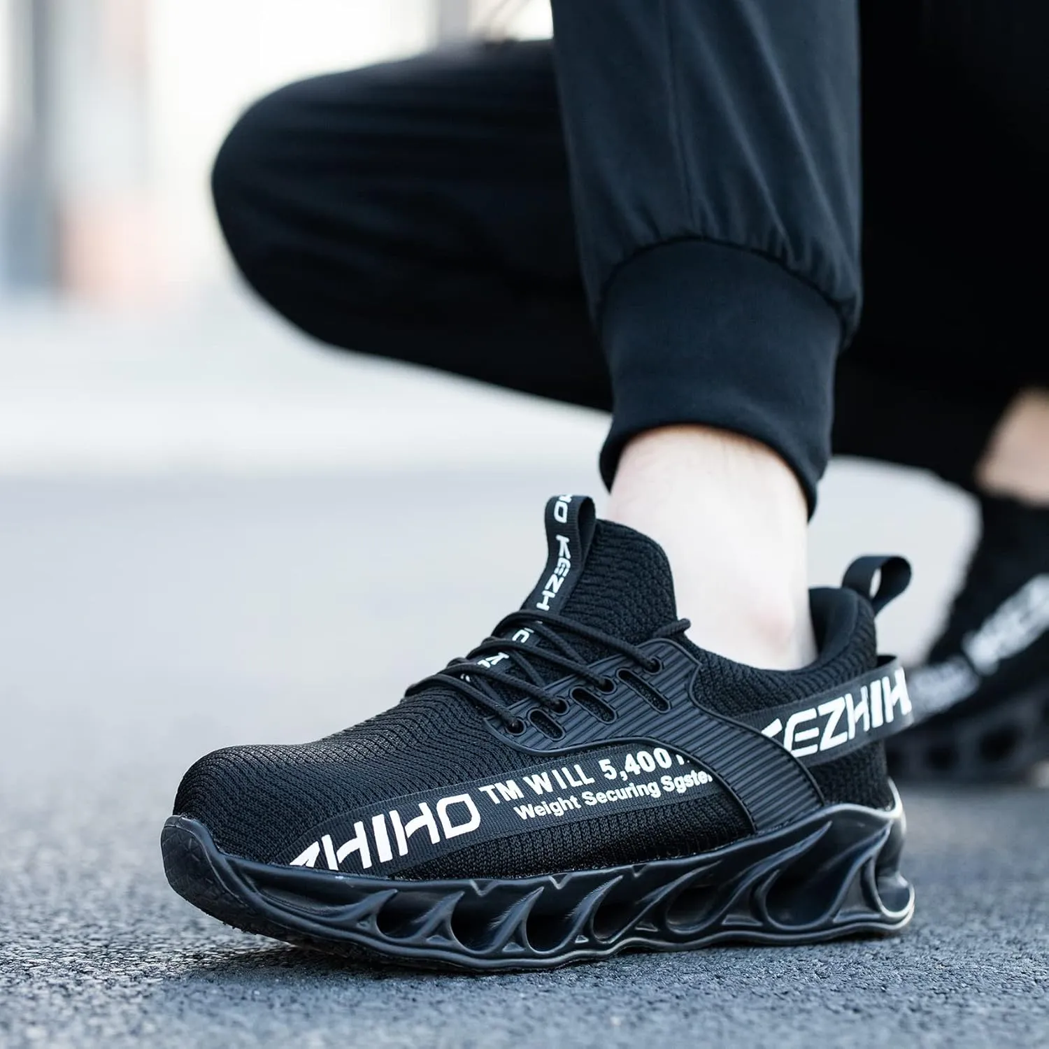 Kezhiho Steel Toe Shoes for Men Lightweight Comfortable Breathable Work Shoes Puncture Proof Slip Resistant Fashion Sneakers Indestructible Construction Industrial Safety Shoes