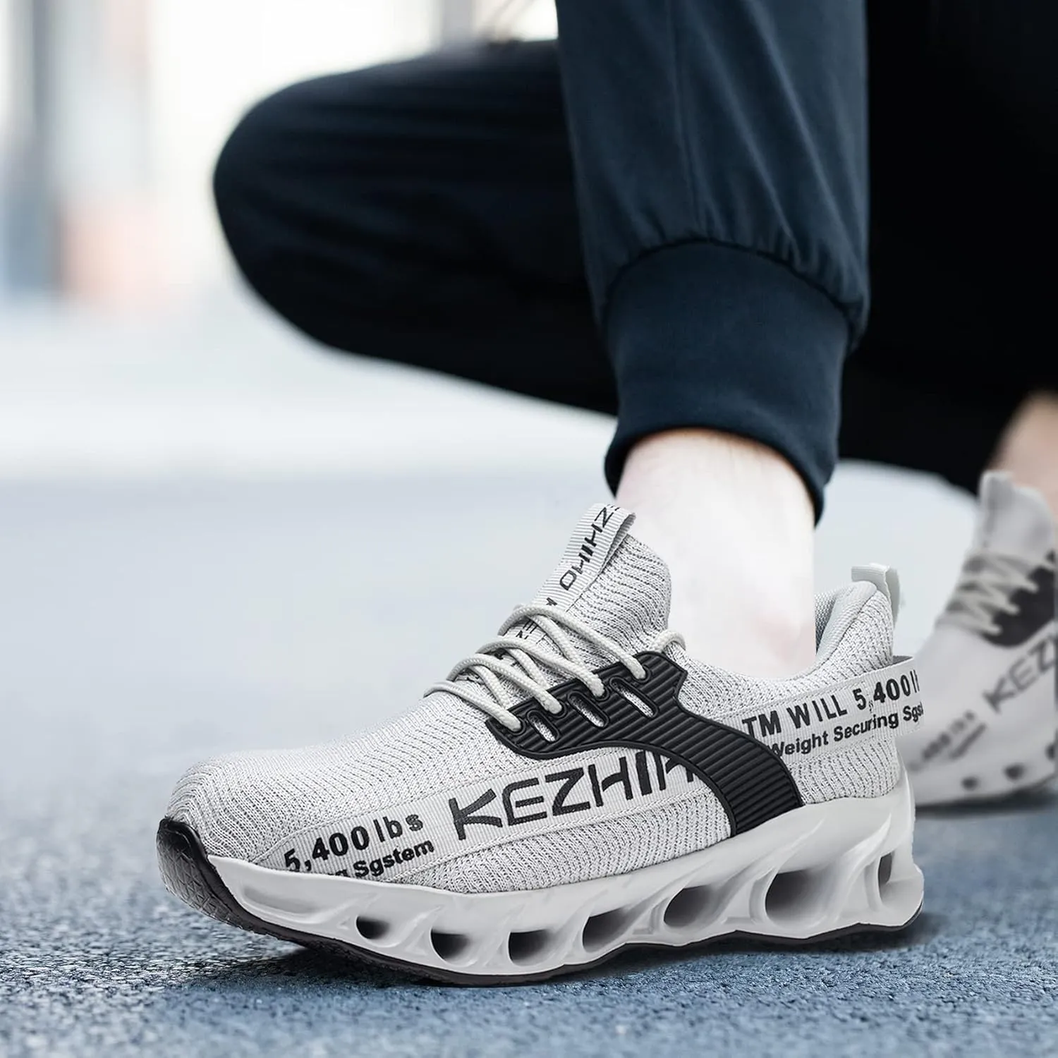 Kezhiho Steel Toe Shoes for Men Lightweight Comfortable Breathable Work Shoes Puncture Proof Slip Resistant Fashion Sneakers Indestructible Construction Industrial Safety Shoes