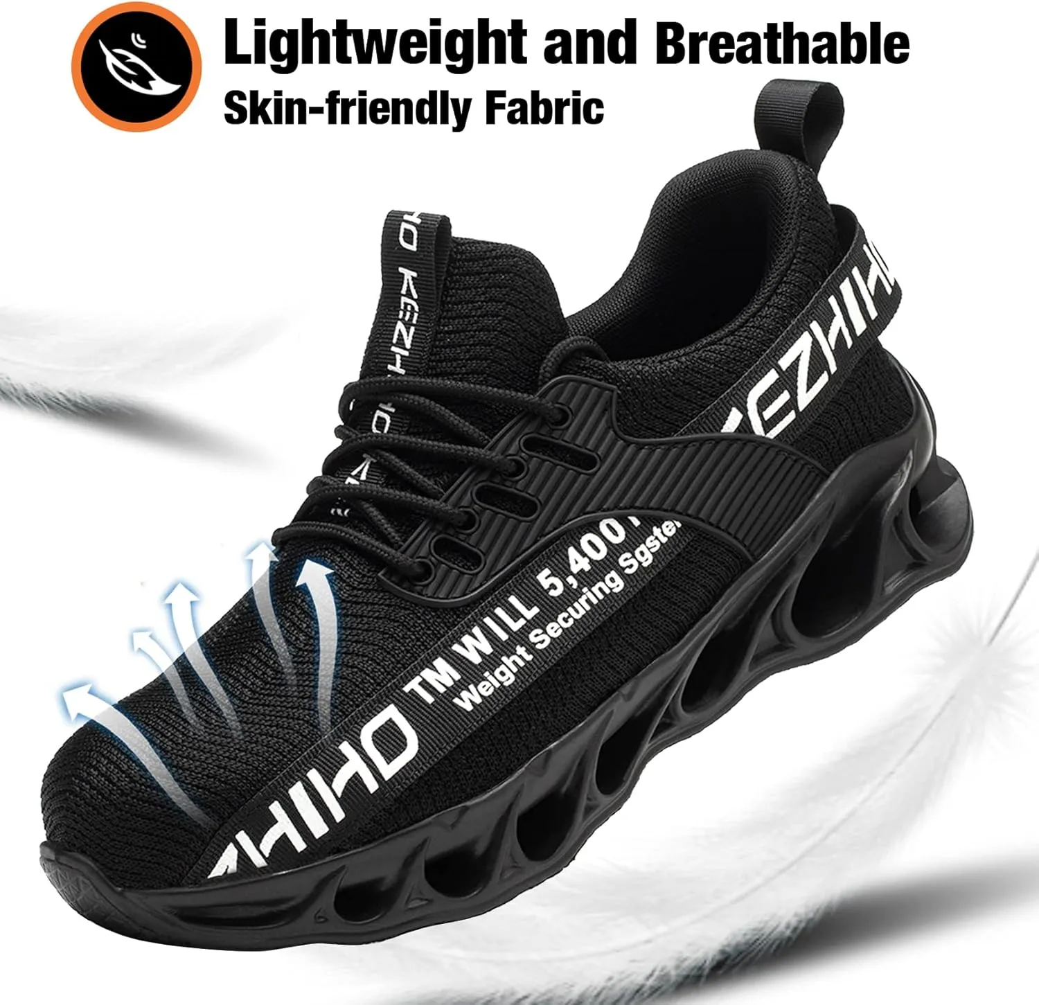 Kezhiho Steel Toe Shoes for Men Lightweight Comfortable Breathable Work Shoes Puncture Proof Slip Resistant Fashion Sneakers Indestructible Construction Industrial Safety Shoes