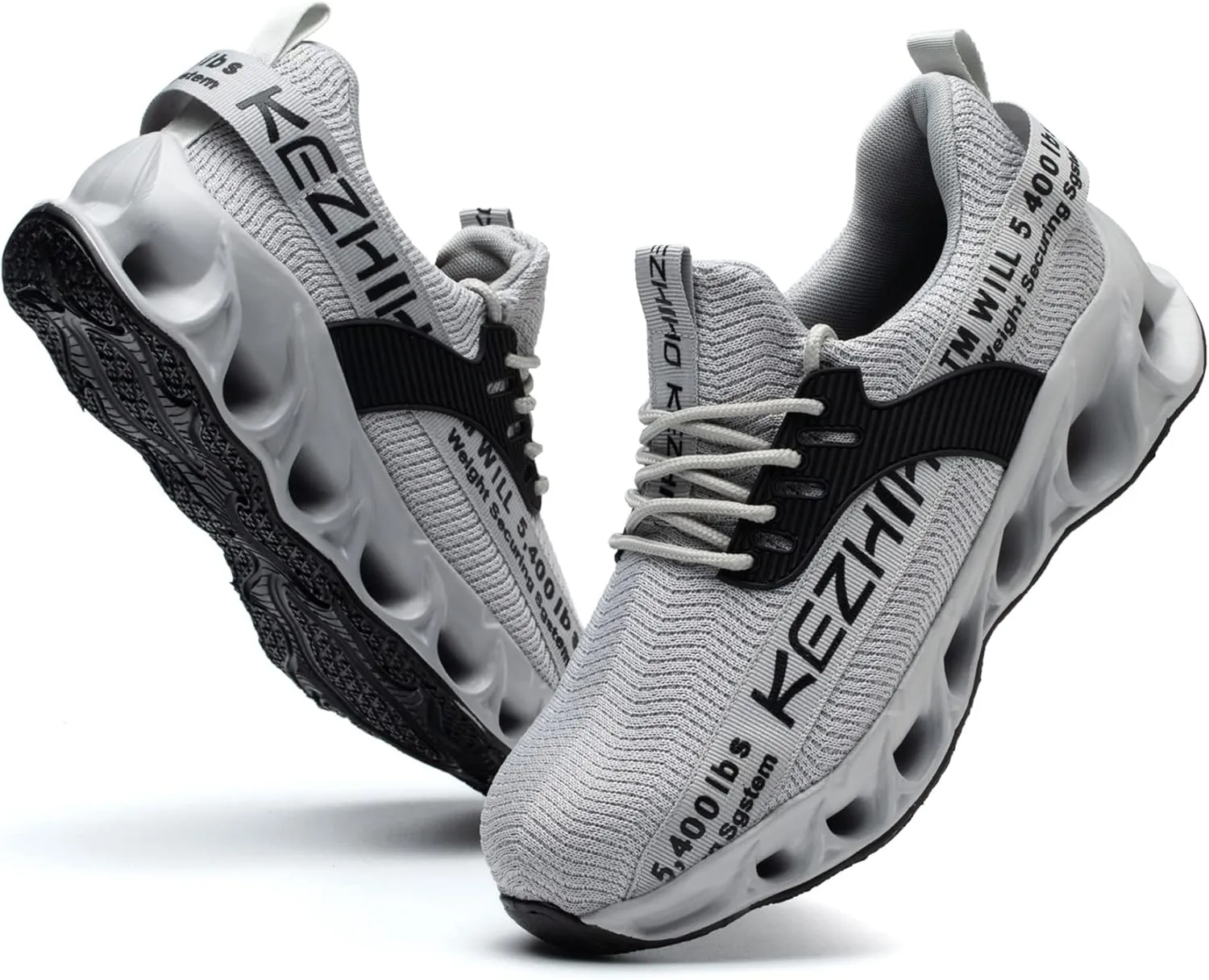 Kezhiho Steel Toe Shoes for Men Lightweight Comfortable Breathable Work Shoes Puncture Proof Slip Resistant Fashion Sneakers Indestructible Construction Industrial Safety Shoes