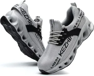 Kezhiho Steel Toe Shoes for Men Lightweight Comfortable Breathable Work Shoes Puncture Proof Slip Resistant Fashion Sneakers Indestructible Construction Industrial Safety Shoes