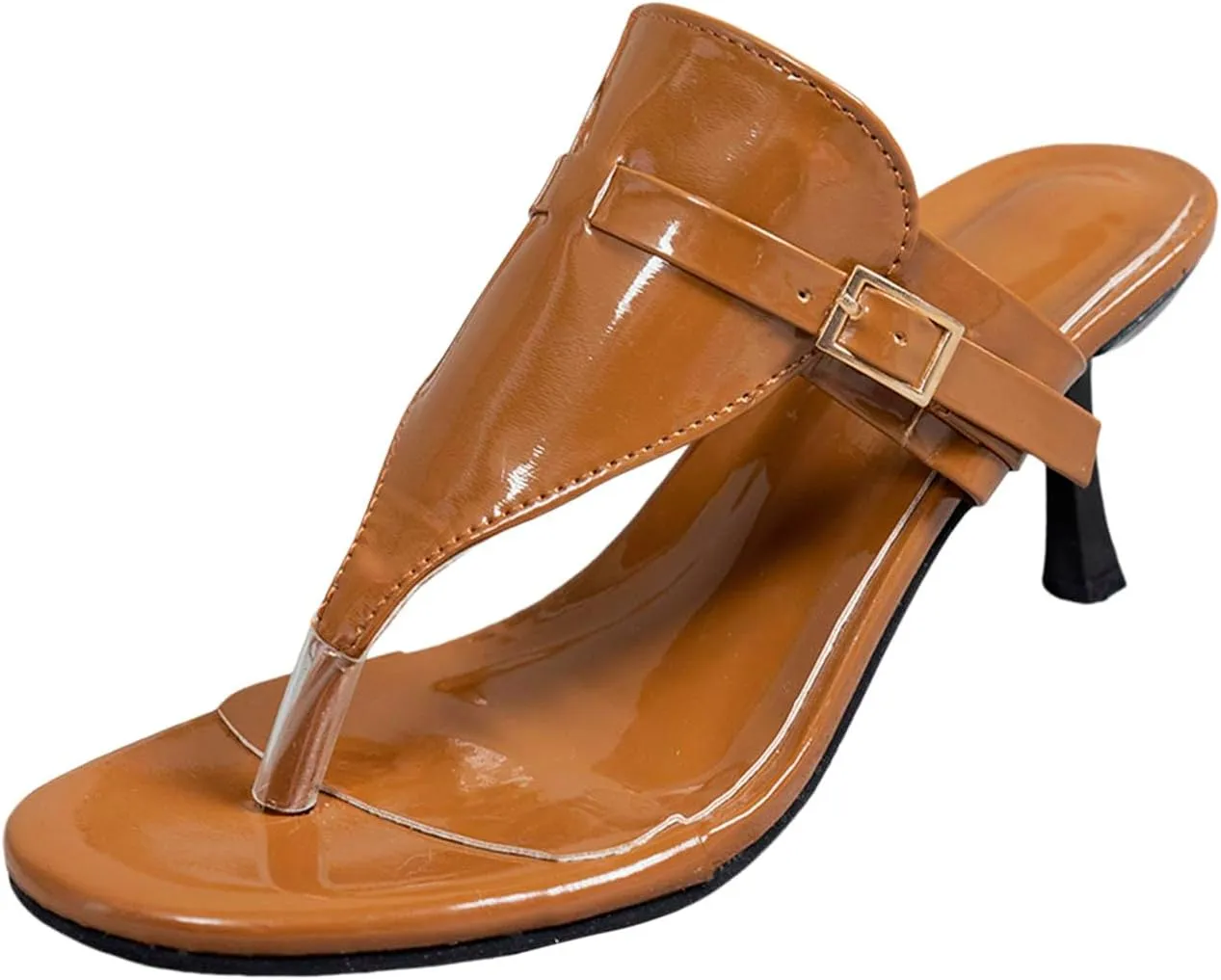 Ladies Summer Solid Colour Open Toe Clip Toe Fine Heeled Sandals Lightweight Large Size High Sandals Women under 20