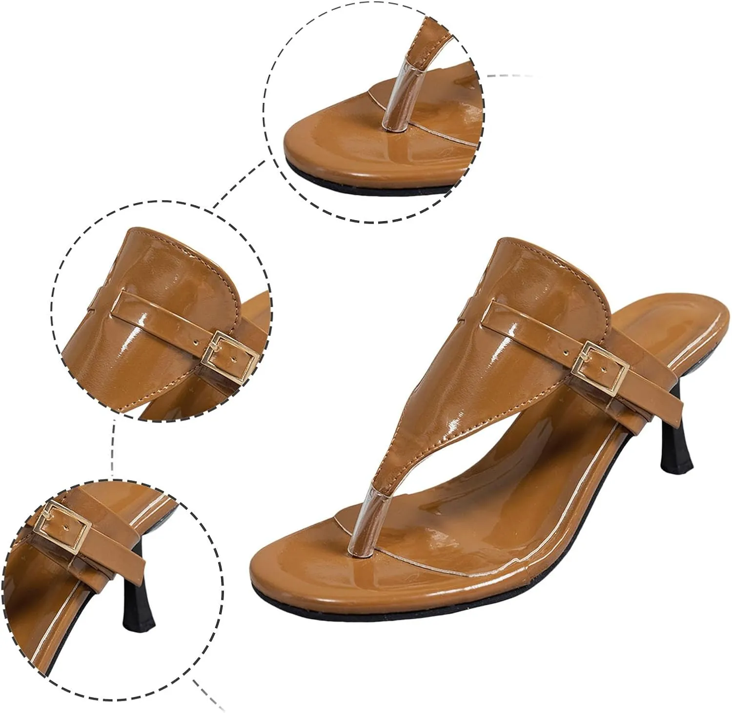 Ladies Summer Solid Colour Open Toe Clip Toe Fine Heeled Sandals Lightweight Large Size High Sandals Women under 20