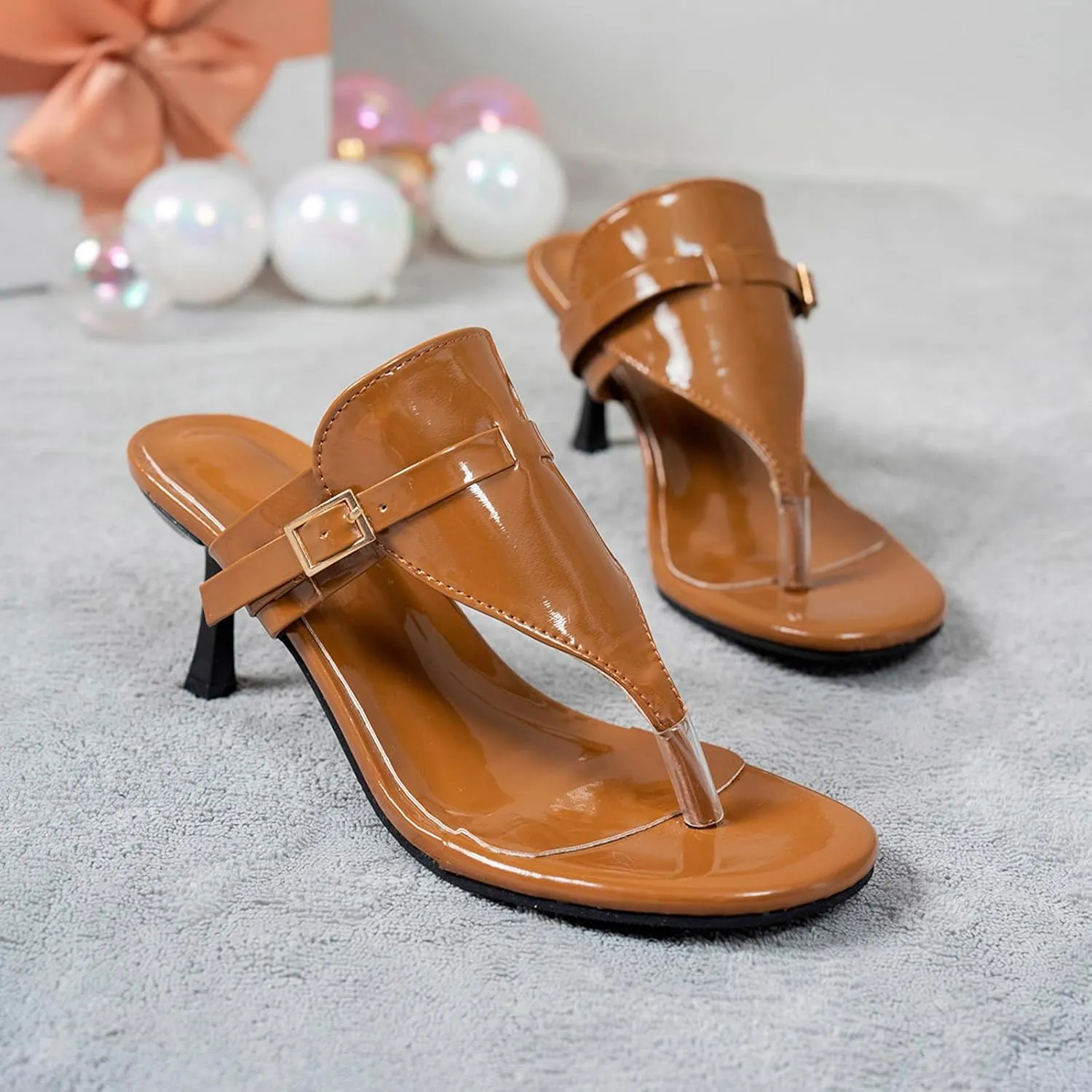 Ladies Summer Solid Colour Open Toe Clip Toe Fine Heeled Sandals Lightweight Large Size High Sandals Women under 20