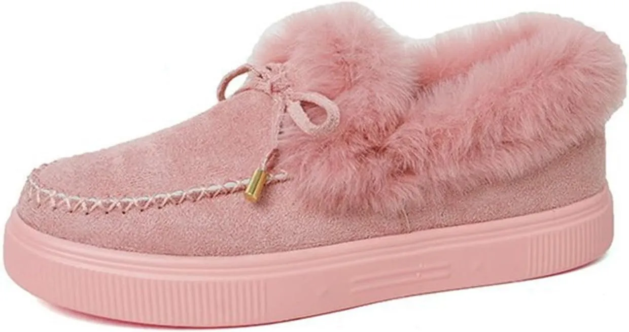 Ladmiple Winter Boots For Women Cute Slip On Warm Snow Ankle Booties Fashion Fur Lined Outdoor Comfortable Walking Shoes