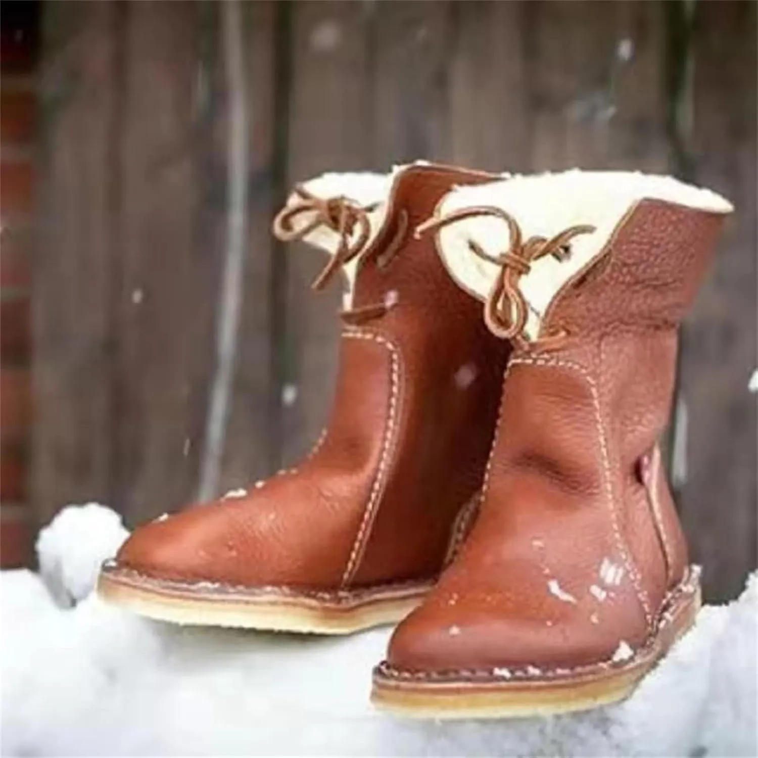 Ladmiple Winter Boots For Women Fashion Soft Comfortable Faux Fur Mid Calf Snow Boots Insulated Outdoor Warm Ankle Booties