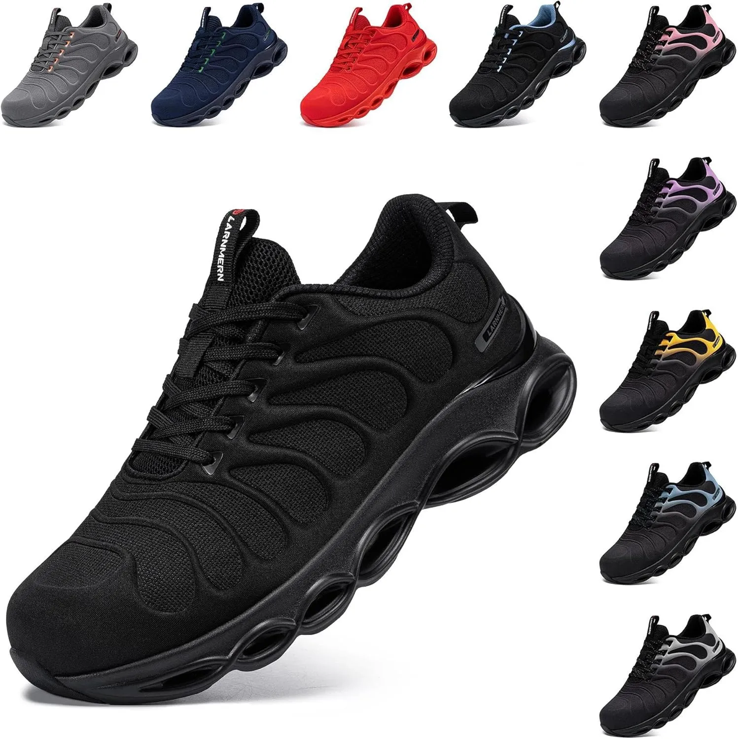 LARNMERN Steel Toe Shoes for Women Black