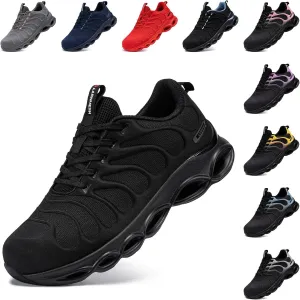 LARNMERN Steel Toe Shoes for Women Black