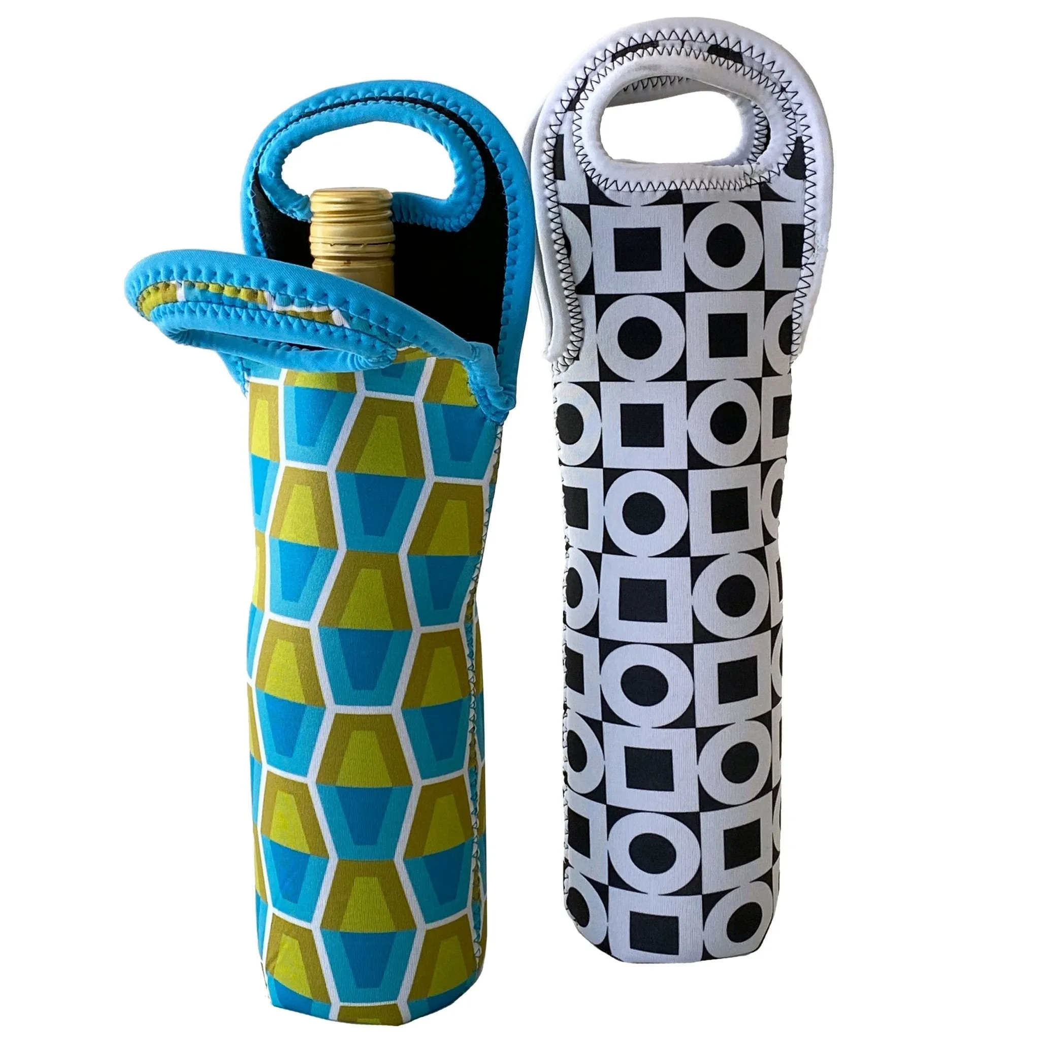 Lava Lamp Design Wine Bag Tote - Blue Green
