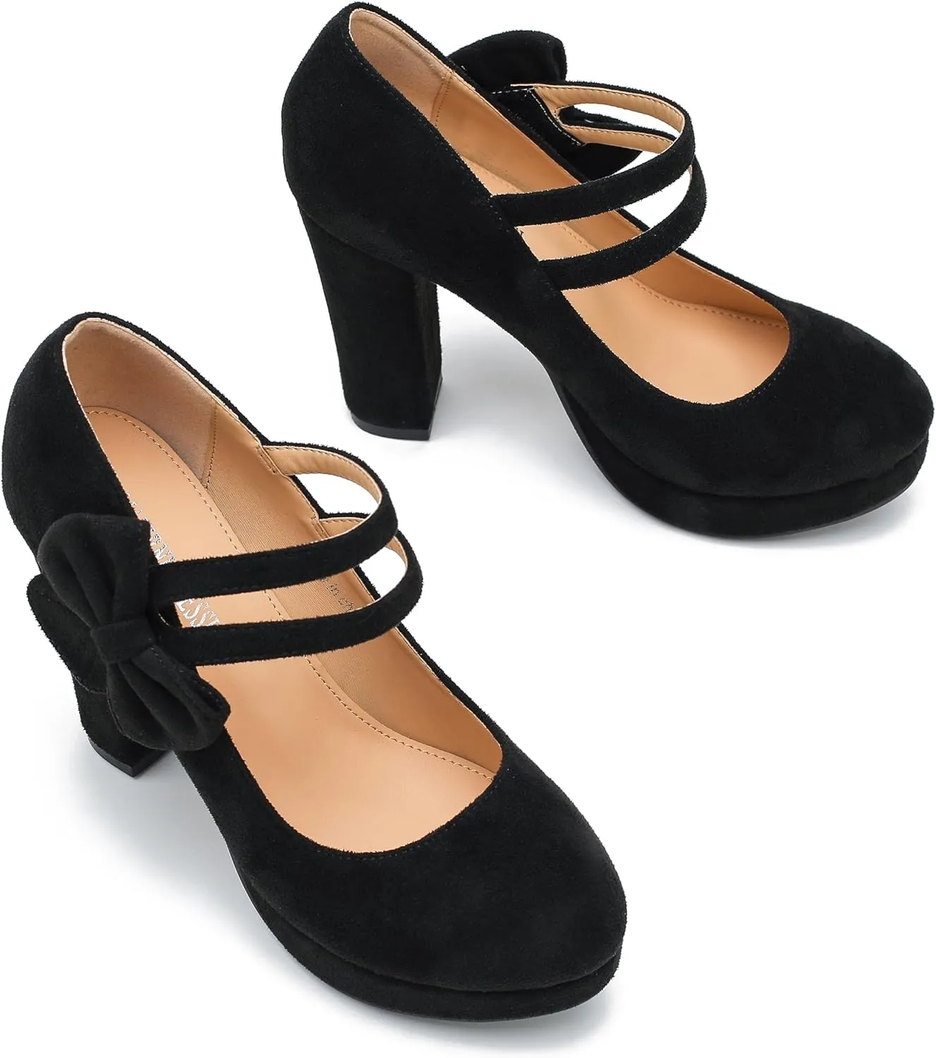 MAIERNISI JESSI Women's Bow Heel Pumps Platform High Heeled Wedding Dress Shoes