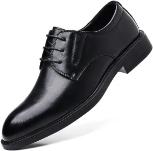 Men's Genuine Leather Oxford Shoes Waterproof Non-Slip Business Derby Shoes Men Block Mid-Heel Leather Shoes(8)