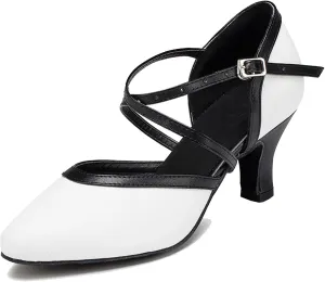 Minishion Women's Closed Toe Dance Shoes Ankle Strap Formal Party Evening Pumps
